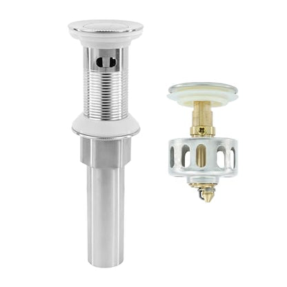 Bathroom Sink Drain,Drain Stopper Bathroom Sink with Overflow,Small Cap Pop Up Drain Assembly with Detachable Strainer Basket,Built-in Anti-Clogging, Stainless Steel Nut Brushed Nickel - color: Brushed Nickel-small Cap, style: With Overflow
