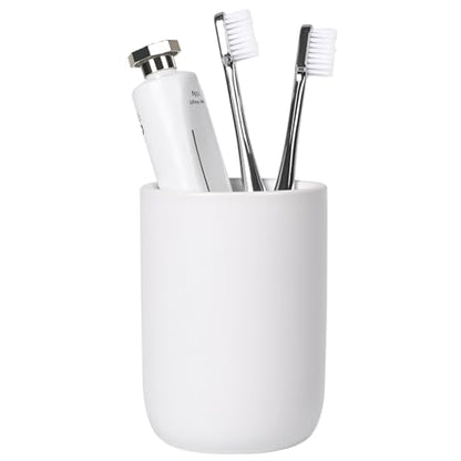 BosilunLife Ceramic Toothbrush Holder - 12Oz Bathroom Toothbrush Holder White Tooth Brush Holders Tumbler Cups Reusable Toothbrush Mouthwash Cup Small Toothbrush and Toothpaste Holder - color: White-cyl, size: cylinder