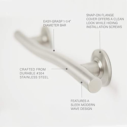 Seachrome 36 inch Bathroom Wave Grab Bar Satin Finish - color: Satin, size: 36