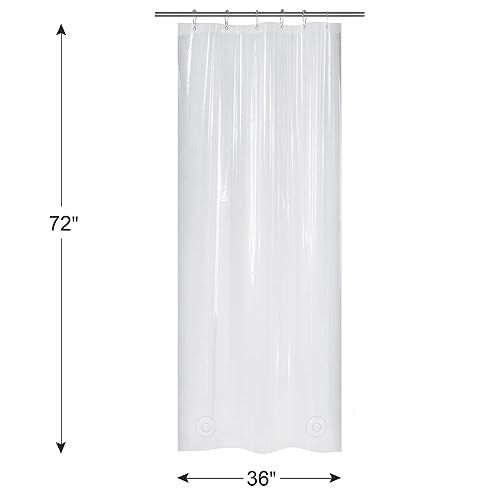 AmazerBath Heavy Duty Stall Shower Curtain Liner 12 Gauge, 36 x 72 Inches Clear Weighted Plastic Shower Liner with 2 Weighted Stones and 6 Rustproof Metal Grommet - size: 36"W x 72"L (Pack of 1)