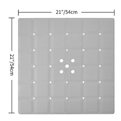 Webos Shower Mat for Textured Surface：Silicone Non Slip Shower Mat Without Suction Cups Foldable - Square Bath Mat for Reglazed Tub Textured Shower Floor (Grey, 21x21 Inches) - color: Gray