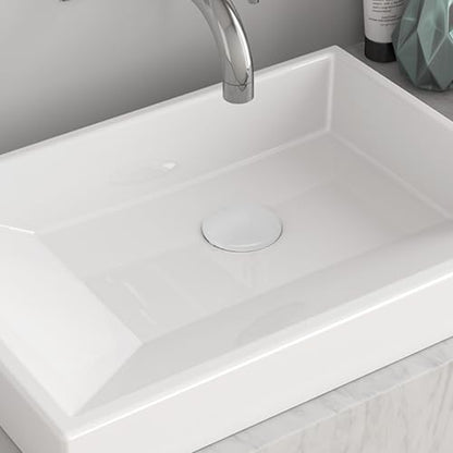 Bathroom Basin Drain With Strainer Basket For Countertop Bathtub, Brass And Ceramic Up Stopper(White) - color: White
