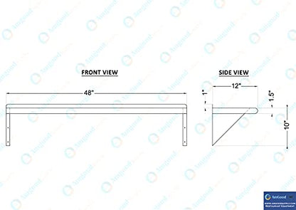 AmGood 48" Long X 12" Deep Stainless Steel Wall Shelf | NSF Certified | Appliance & Equipment Metal Shelving | Kitchen, Restaurant, Garage, Laundry, Utility Room - size: 48" Long X 12" Deep