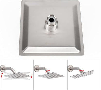 NearMoon Rain Shower Head, High Flow Stainless Steel Square Rainfall Shower, High Pressure Design, Awesome Shower Experience Even At Low Water Flow (6 Inch, Brushed Nickel) - color: Brushed Nickel, size: 6 Inch Square