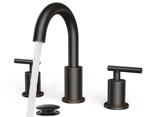 FORIOUS Oil Rubbed Bronze Bathroom Faucet 3 Hole, Vintage Bathroom Faucets | 8 In Widespread Bathroom Sink Faucet Bronze, 3pc Antique Bathroom Faucet Bronze for Farmhouse, Restroom Remodel or Upgrading - color: Oil Rubbed Bronze, style: Modern