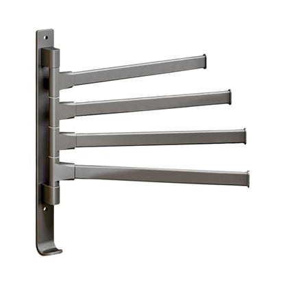 180° Swivel Towel Rack, Thicken 1-4 Arm Towel Bar, No Drill Towel Rack, Space Saving Wall Mounted Towel Holder with Hook, Swing Out Towel Hanger for Bathroom Kitchen Use (4 Arm) - color: 4 Arm