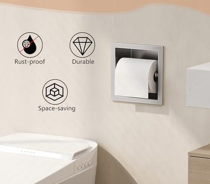 Neodrain Brushed 304 Stainless Steel Recessed in Wall Toilet Paper Holder | Rustproof,Durable construction, Space-saving, Built-in Wall toilet paper Holder for Bathroom & RV - color: Brushed, size: 6X6In