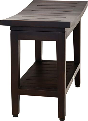 (Fully Assembled) AquaTeak Patented 24" Maluku Mocha Teak Shower Bench with Shelf - size: B. Bench Fully Assembled
