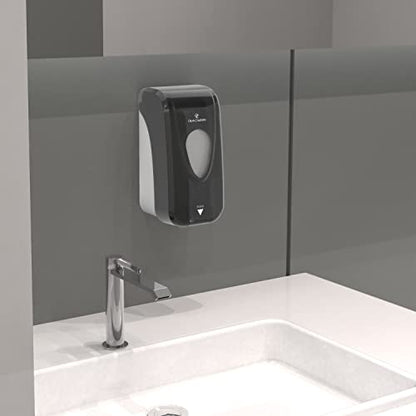 Manual Soap and Hand Sanitizer Dispenser by Oasis Creations, Liquid or Gel, Soap Dispenser Wall Mount, 1000ml/33oz. Commercial or Residential – Black Smoke - color: Black