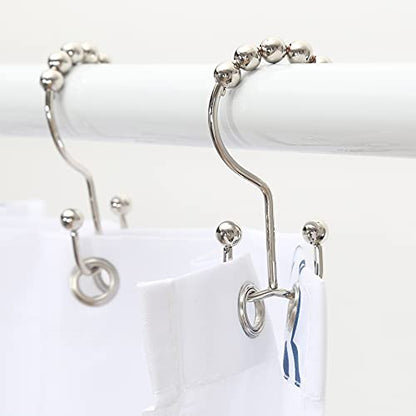 Shower Curtain Hooks, Goowin Shower Curtain Rings, Stainless Steel Shower Curtain Hooks Rust Proof Free Sliding Double Shower Hooks for Curtain, Shower Curtains & Liners (Nickel) - color: Nickel