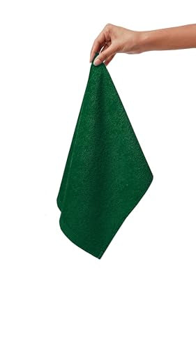 Fingertip Hand Towel | Absorbent |11x18 | Terry Velour Premium Washcloths, Bathroom use, 100% Cotton, Face, fingertip, Soft, Guest Towels (Pack of 4) (4, Green) - color: Green