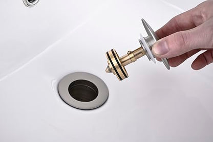 AVSIILE Brushed Nickel Bathroom Sink Drain Without Overflow Vessel Sink Lavatory Vanity Pop Up Drain Stopper, All Metal Rustproof Brass and 304 Stainless Steel - color: Brushed Nickel, style: Non-overflow