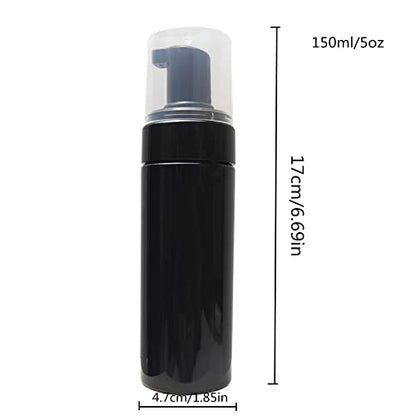 150ml Empty Foam Pump Bottle, 5oz Foaming Dispenser Soap Plastic Container for Facial Cleanser Shampoo Hand Soap (Black)