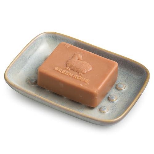 Soap Dish for Shower, Ceramic Soap Dish for Large Soap Bars, Non-Slip Soap Holder & Saver Tray with Floating Point Design for Bathroom, Shower, Kitchen Sink, Save Soap Loss - color: Grey, size: Floating Point Design