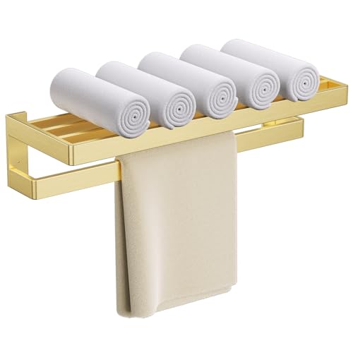 Towel Racks Double Towel Bar,Brushed Gold Towel Holder 23.6-inch Stainless Steel Bathroom Hardware Accessories Set - color: Brushed Gold, size: 23.6inch