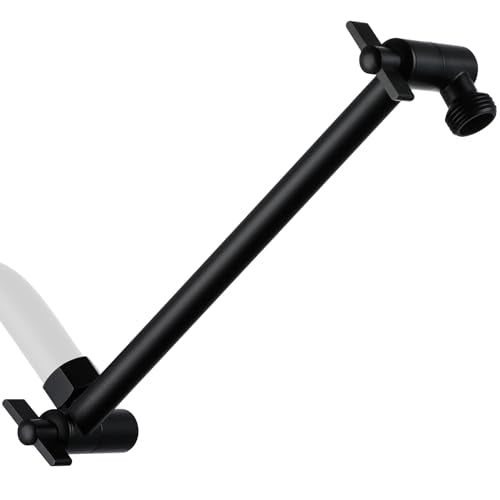 G-Promise All Metal Shower Head Extension Arm (Matte Black, 9.5 INCH) | Rise or Lower Shower Head, Height & Angle Adjustable Extender, Anti-Leak, Firmly Secure Shower Head, Easy to Install - color: Matte Black