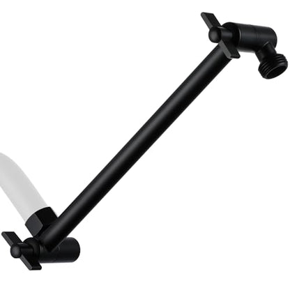 G-Promise All Metal Shower Head Extension Arm (Matte Black, 9.5 INCH) | Rise or Lower Shower Head, Height & Angle Adjustable Extender, Anti-Leak, Firmly Secure Shower Head, Easy to Install - color: Matte Black