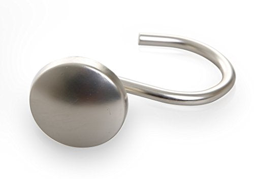 BINO | Shower Curtain Hooks - Brushed Nickel - Set of 12 | Hooks Shower Curtain | Shower Curtain Rings Hooks | Rust Proof Shower Curtain Hooks | Bathroom Shower Hooks For Curtain | Bathroom Essentials - color: Brushed Nickel