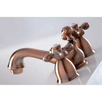 Kingston Brass KS3955AX Restoration Mini Widespread Lavatory Faucet with Metal Cross Handle, Oil Rubbed Bronze, 4-Inch Adjustable Center - color: Oil Rubbed Bronze