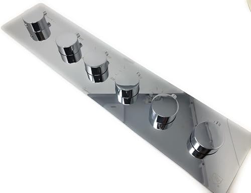 Cascada LED Modern Shower System with Handheld Shower & Spout | 5 Functions | Ceiling Mount | 23"x31" | 6-Knob Thermostatic Valve (Polished Stainless Steel) - color: Polished Stainless Steel
