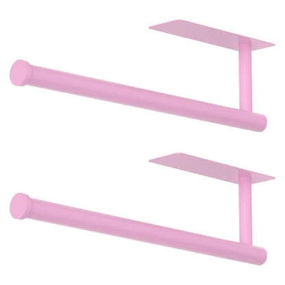 Paper Towel Holder Under Cabinet, Self-Adhesive,No Drilling, Stainless Steel, Wall-Mounted for Kitchen and Bathroom, Easy Install, Durable, Space-Saving, Ideal for Home, RV (Pink, 2 Pack) - color: Pink-2 Pack
