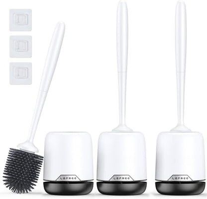 Toilet Brush Set with Ventilated Holder - 3 Packs, Silicone Toilet Bowl Brush - Floor Standing & Wall Mounted Scrubber - color: Black, size: 3 Pack