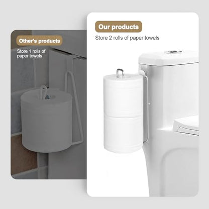 Bathroom Toilet Paper Roll Holder for 2 Roll Tissue | Brushed Nickel,Over The Tank Toilet Paper Holder,Self Adhesive Wall Mount,Stainless Steel Toilet Paper Holder Storage 2pcs - color: J:hold 2 Rolls Tissue(2pcs,silver)