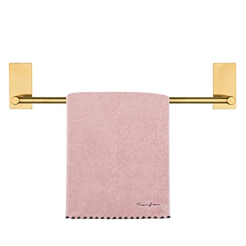 NearMoon Self Adhesive Bathroom Towel Bar- Stainless Steel Bath Wall Shelf Rack Hanging Towel Stick On Sticky Hanger Contemporary Style, NO Drilling (1 Pack, Brushed Gold, 16-Inch Towel Rack) - color: Brushed Gold, size: 16-Inch