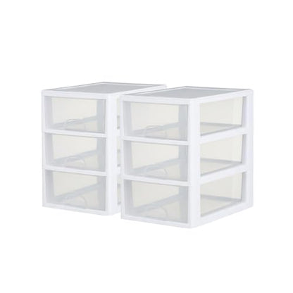 Sterilite 6-Pack Stacking Drawer, Clear Storage Closet Organizer, 6 Quart, White Frame - Stackable Plastic Drawers and Containers for Bedroom, Clothes, Dresser, Vanity, and Makeup Organization - size: 6 Quart, style: 6 Pack