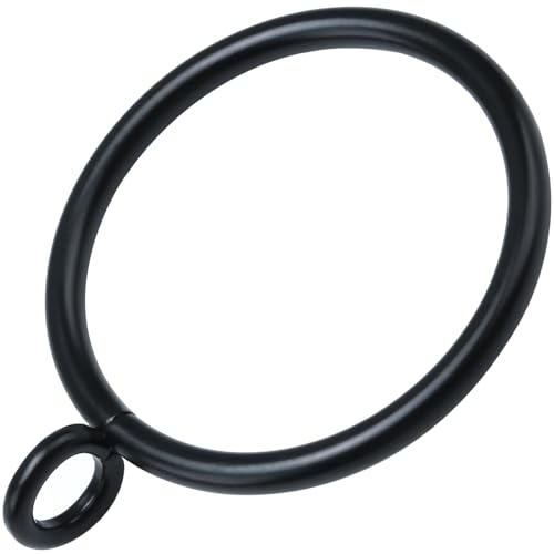 44 Pack Curtain Rings with Eyelets, Metal Drapery Ring for Pinch Pleat Curtains, Drape Ring 1.5 Inch I D, Fits Up to 1.2 in Rod (Black) - color: Black