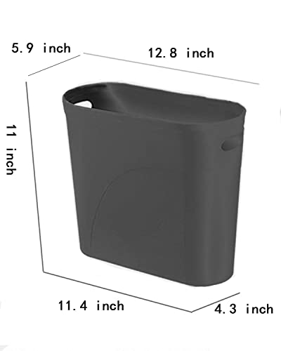 Bathroom Small Trash Can, 3 Gallon Slim Plastic, Set of 2, Grey - color: 2pack-Grey