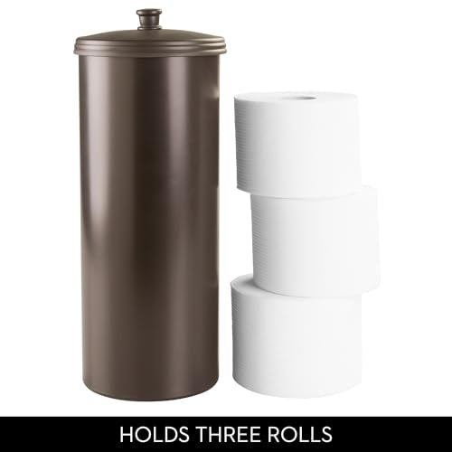 iDesign Freestanding Bathroom Toilet Paper Storage Holder, 2-Pack, Bronze | With Lid, Holds 3 Extra Rolls - color: Bronze, size: Pack of 2, style: Lid with Handle