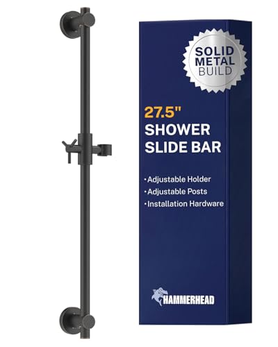 HammerHead Showers Solid Metal 27.5-Inch Shower Slide Bar for Hand held Shower Heads, Adjustable Height Showerhead with Hose Rail System, Easily Adjust Height & Angle of Handshower, Oil Rubbed Bronze - color: Oil Rubbed Bronze