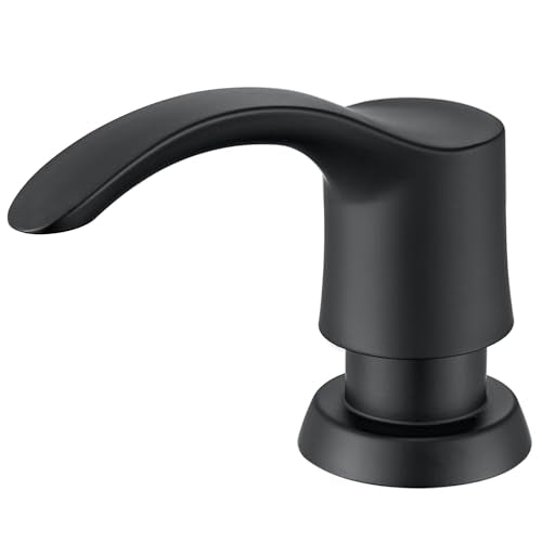 Kitchen Sink Soap Dispenser with 17 Ounce Large Bottle, G080B | Matte Black, Built in Sink Soap Dispenser, Soap Dispenser for Kitchen Sink, Refill from Top - color: Matte Black, size: with Bottle