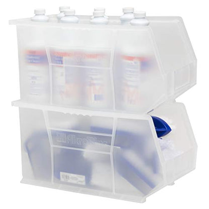 Akro-Mils 30265 AkroBins Plastic Storage Bins, 18"x8.25"x9", Clear, 6-Pack | Space-Saving Stackable Bins for Garage, Pantry, Craft Organization - color: Clear