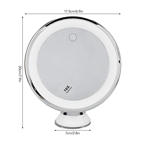 10X Magnifying Makeup Mirror with Lights, Rechargeable Powerful Locking Suction Cup Bathroom Shower 360 Degree Rotation Portable Cosmetic Intelligent Switch for Home Travel Lighted Vanity Tabletop