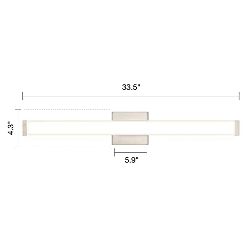 Bathroom Vanity Light Brushed Nickel Square LED 24 inch 14W 4000K Natural White Light Wall Bar Lighting Fixtures Over Mirror (Brushed Nickel, 33.5 inch 5CCTDimmable) - color: Brushed Nickel, size: 33.5 inch 5CCTDimmable