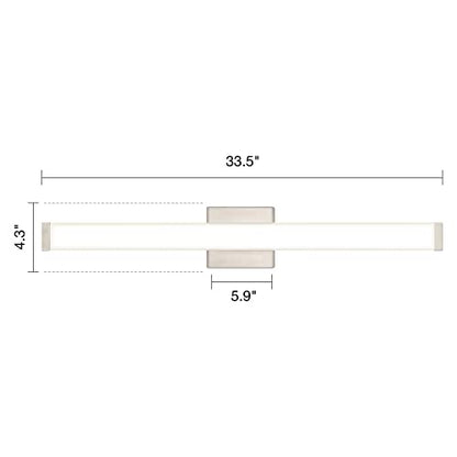 Bathroom Vanity Light Brushed Nickel Square LED 24 inch 14W 4000K Natural White Light Wall Bar Lighting Fixtures Over Mirror (Brushed Nickel, 33.5 inch 5CCTDimmable) - color: Brushed Nickel, size: 33.5 inch 5CCTDimmable