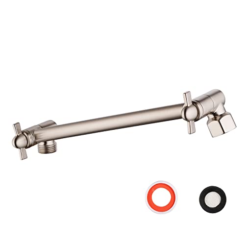 Shower Head Extender, Adjustable Shower Head Extension Brushed Nickel, Adjustable for Any Shower Angels, Universal Straight Shower Arm - color: Brushed Nickel, size: 10 Inch