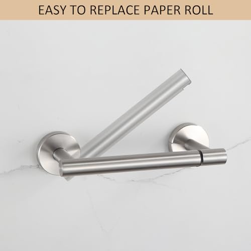 BGL Toilet Paper Holder Brushed Nickel Wall Mount, Brush Nickel Bathroom Toilet Paper Holder Brushed Nickel SUS 304 Stainless Steel, Double Post Pivoting Toilet Paper Roll Holder for Bathroom RV - color: Brushed Nickel