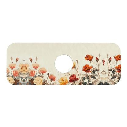 Diatomite Faucet Mat for Kitchen Sink & Bathroom Counter, Super Absorbent Water Sink Protectors Prevent Moisture Buildup, Sink Splash Guard 15×5.5 Inch - color: Flower1