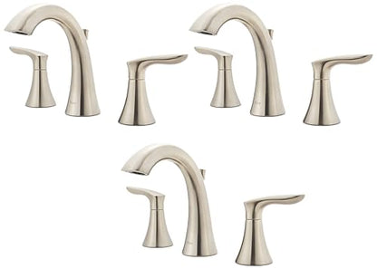 Pfister Weller Bathroom Sink Faucet, 8-Inch Widespread, 2-Handle, 3-Hole, Brushed Nickel Finish, LG49WR0K (Pack of 3) - color: Brushed Nickel, size: 3 Pack