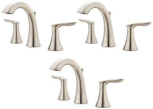Pfister Weller Bathroom Sink Faucet, 8-Inch Widespread, 2-Handle, 3-Hole, Brushed Nickel Finish, LG49WR0K (Pack of 3) - color: Brushed Nickel, size: 3 Pack