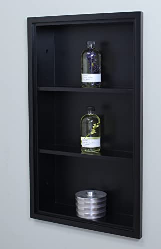 14x24 Sloane Recessed Wall Niche Medicine Cabinet Replacement, in The Wall Bathroom Cabinet Insert Shelf/Shelves, Made in North America, Real Wood, NO MDF, Black Plain Back - color: Black, size: 14x24