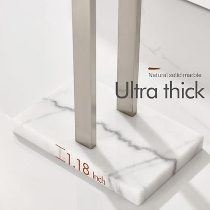 KOKOSIRI Towel Rack Free Standing Brushed Nickel 2-Tier Towel Holder for Bathroom Floor Stand with Heavy Marble Base Thicken Steady Design Stainless Steel THS0005-BR - color: Brushed Nickel