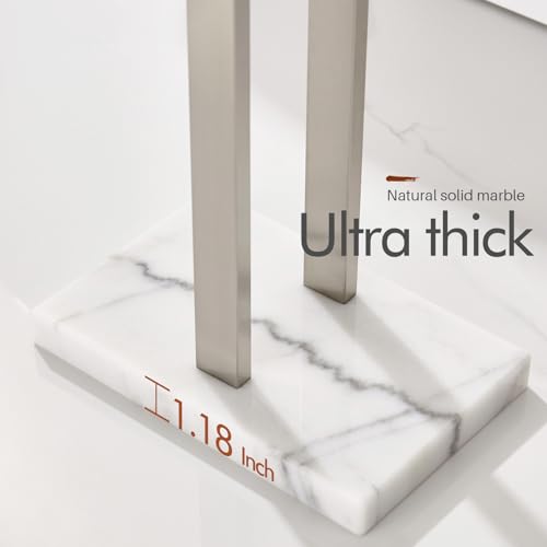 KOKOSIRI Towel Rack Free Standing Brushed Nickel 2-Tier Towel Holder for Bathroom Floor Stand with Heavy Marble Base Thicken Steady Design Stainless Steel THS0005-BR - color: Brushed Nickel