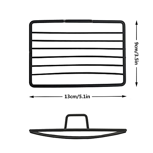 Stainless Steel Bar Soap Dish, Draining Soap Holder Sink-Black 2pcs | Shower Bathroom Tub Kitchen - color: Metal Black