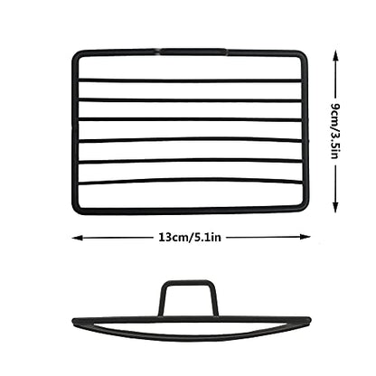 Stainless Steel Bar Soap Dish, Draining Soap Holder Sink-Black 2pcs | Shower Bathroom Tub Kitchen - color: Metal Black