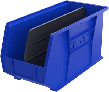 Akro-Mils 30265 AkroBins Plastic Storage Bins, 18"x8.25"x9", Blue, 6-Pack | Space-Saving Stackable Bins for Garage, Pantry, Craft Organization - color: Blue