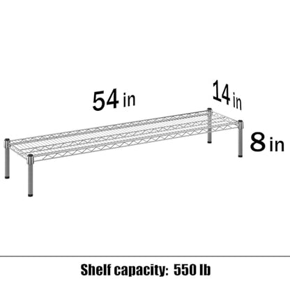 14" Deep x 54" Wide x 8" Height 1-Tier Wire Shelving Kit | NSF Commercial Storage Rack Unit - size: 14" Deep x 54" Wide